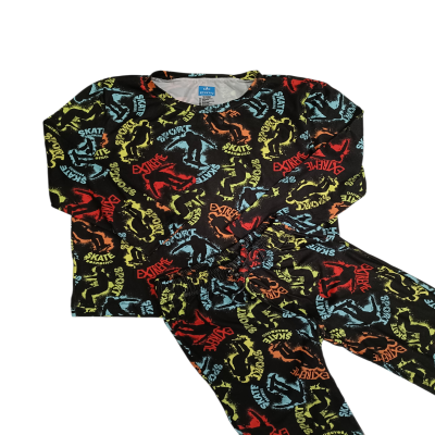 Pijama Verano Skate Negro Adulto Manga Larga